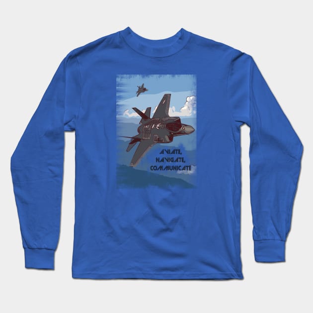 Aviation Jet pilot 'Aviate, navigate, Communicate' Long Sleeve T-Shirt by FasBytes